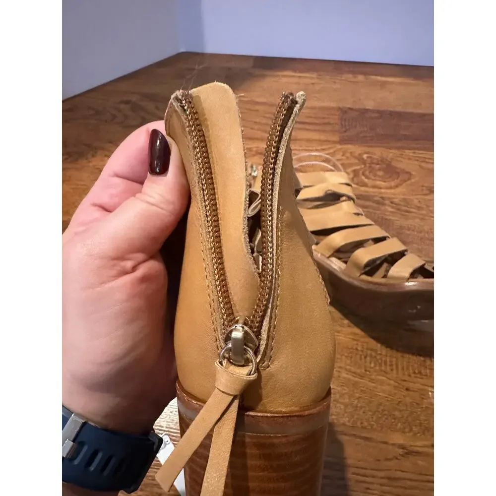 Sofft Women's Stratford Leather Cage Block Heel Sandals – Tan – Sz 9 – NWOB
